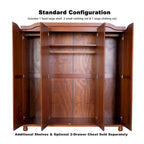 Palace Imports Kyle Armoire 4 portes 100 % en bois massif avec portes en bois massif ou portes miroir