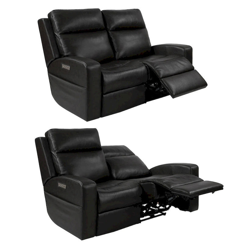 Causeuse inclinable électrique en cuir véritable avec espace de rangement et port de charge USB pour salon