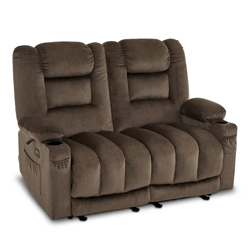 Causeuse inclinable électrique MCombo avec fonction chauffage et massage, en tissu PR648