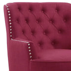 Moser Bay Mignon Fauteuil d'appoint à oreilles capitonné large de 76 cm en velours et lin