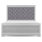 Ensemble de chambre à coucher 5 pièces avec panneau capitonné en bois argenté Seleena Glam et port USB par Furniture of America