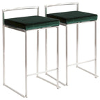 Tabouret de comptoir Silver Orchid Forrest en acier inoxydable empilable et entièrement soudé (lot de 2)