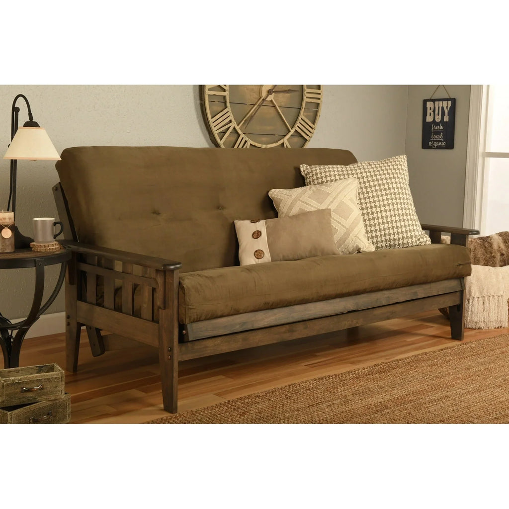 Ensemble de futon rustique pleine grandeur Somette Tucson en noyer avec matelas