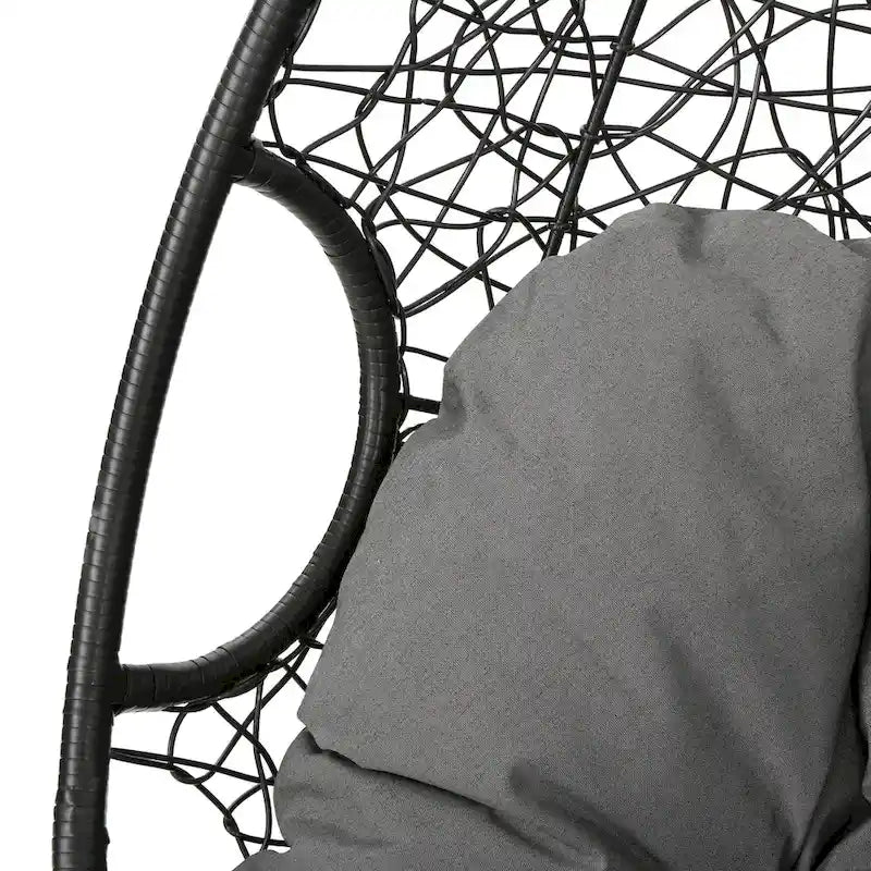 Fauteuil suspendu d'extérieur en osier imperméable avec coussins, siège hamac – Capacité de 136 kg
