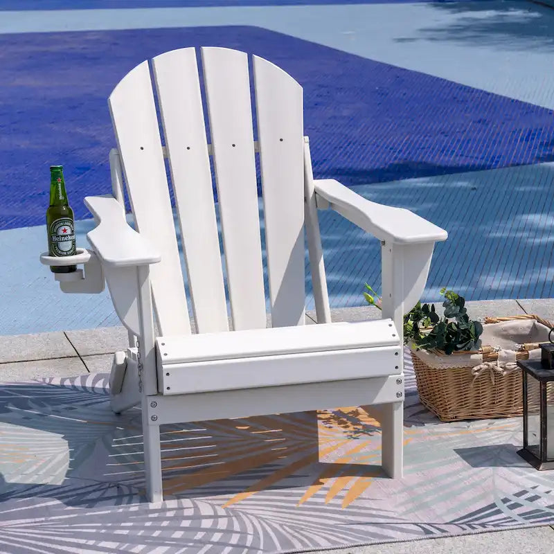 Chaise Adirondack pliante d'extérieur avec porte-gobelet