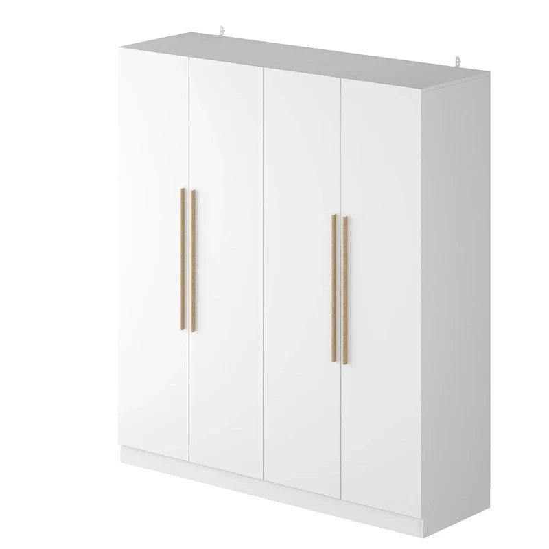 Armoire moderne autoportante en bois massif avec étagères de rangement
