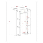 Palace Imports Armoire Urbaine 2 Portes 100% Bois Massif avec Portes Pleines et Miroirs