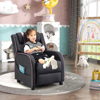 Fauteuil inclinable pour enfants Gymax Canapé ergonomique en cuir avec repose-pieds