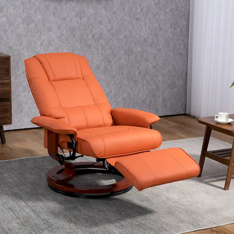 Fauteuil inclinable manuel pivotant en similicuir HomCom avec repose-pieds confortable et relaxant