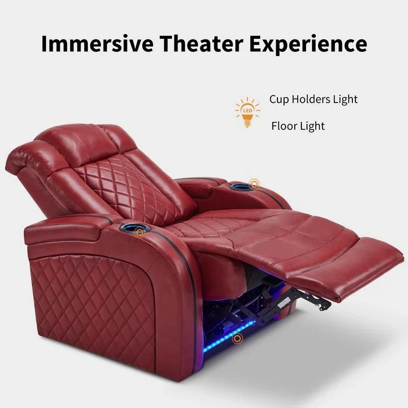 Fauteuil inclinable électrique MCombo avec appuie-tête réglable, siège de cinéma maison à deux moteurs avec port USB, cuir respirant HTS411
