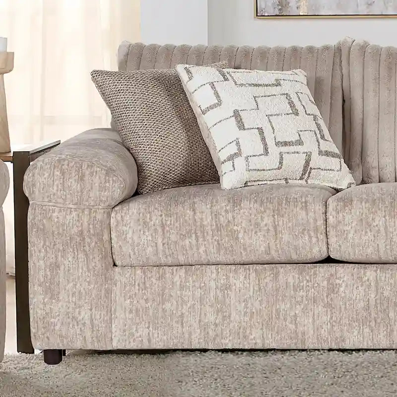Ensemble canapé, causeuse et fauteuil câlin en velours côtelé à grosses côtes Nason de Roundhill Furniture