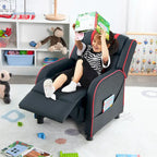 Fauteuil inclinable pour enfants Gymax Canapé ergonomique en cuir avec repose-pieds