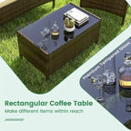 Costway Ensemble de Meubles de Jardin 4 Pièces avec Coussins Lavables et Verre Trempé - Voir les Détails