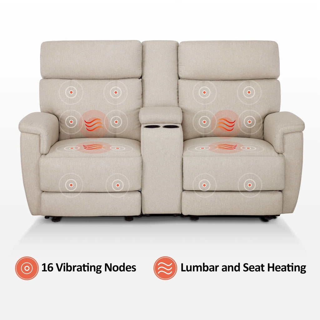Canapé inclinable électrique MCombo 60,2 po avec massage et double chauffage, appuie-tête réglable, ports USB et Type C, tissu