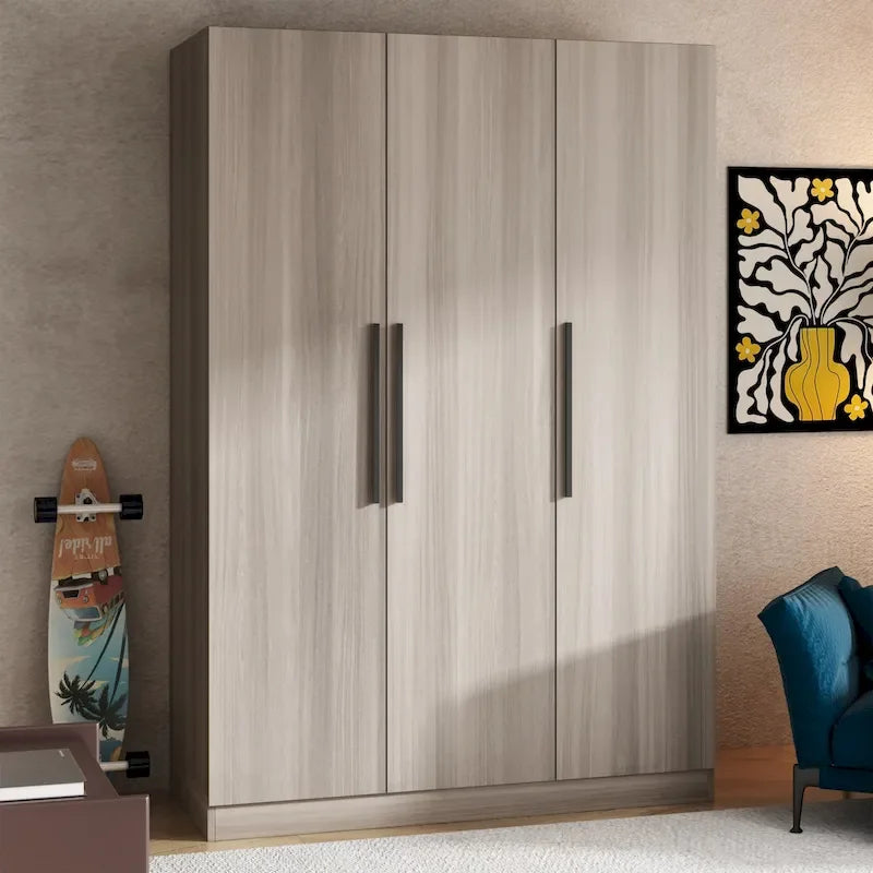 Armoire de rangement en bois avec 6 cubes de rangement et tringle à vêtements