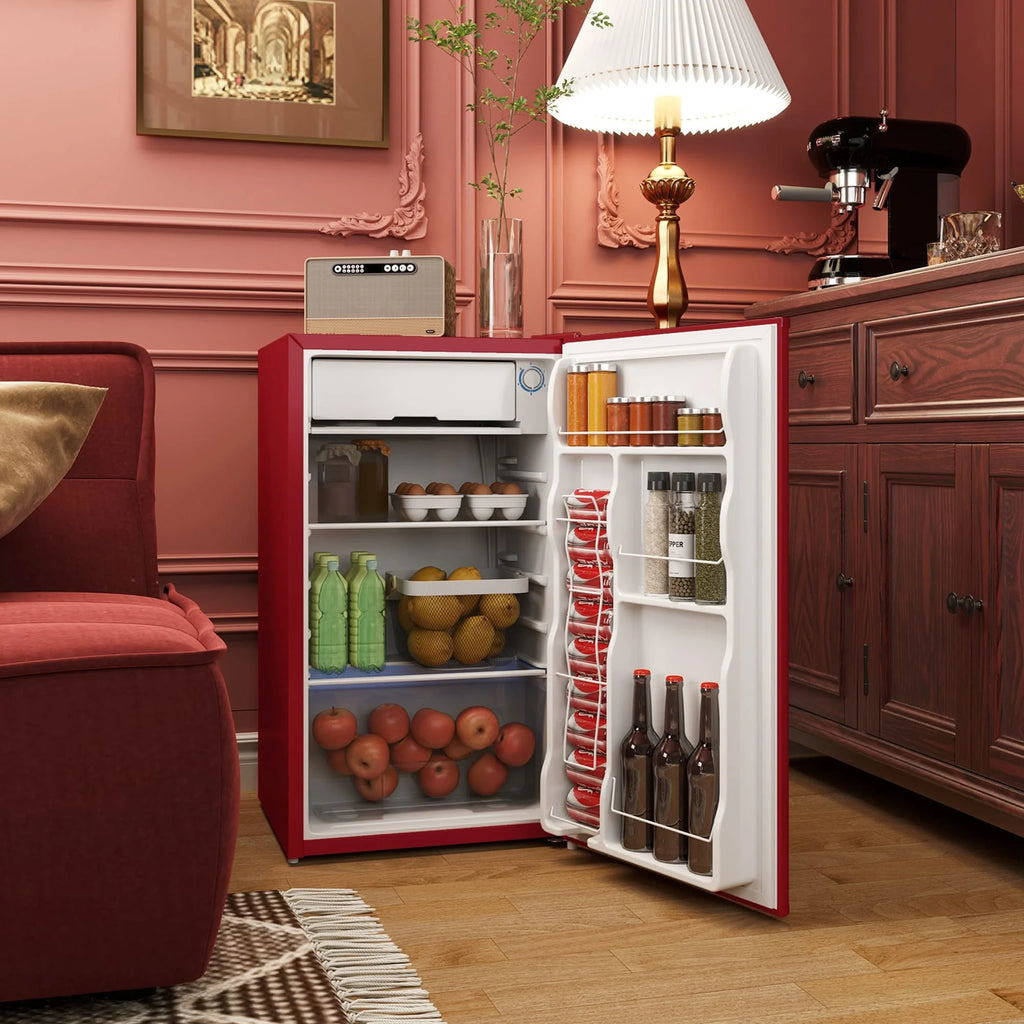 HOMCOM Mini-réfrigérateur de 90,6 L avec congélateur, Réfrigérateur compact à porte unique avec thermostat réglable pour chambre
