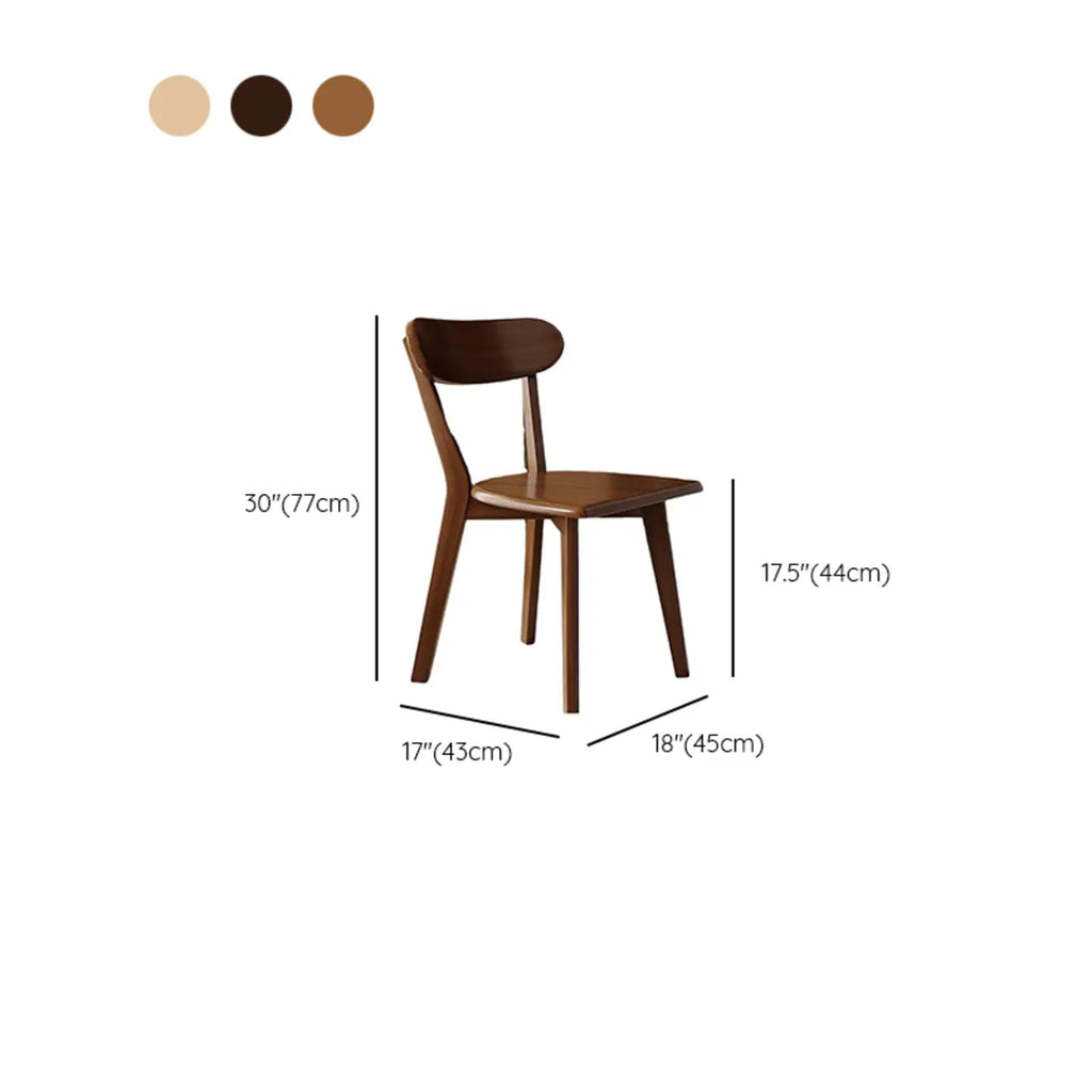 Chaise de salle à manger moderne sans accoudoirs, en bois, à dossier bas et ouvert
