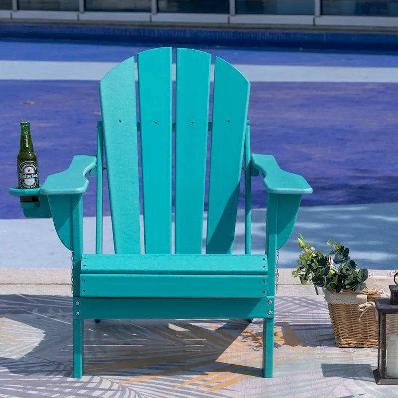 Chaise Adirondack pliante d'extérieur avec porte-gobelet