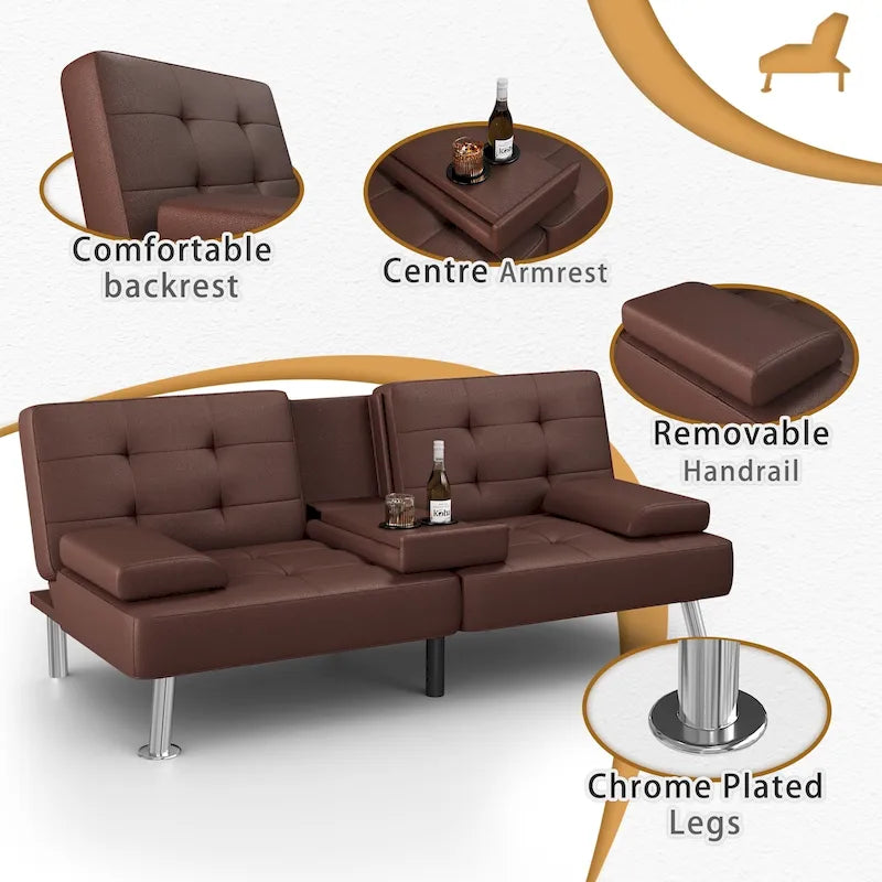 Canapé Futon Convertible Homall avec Porte-gobelets et Oreillers
