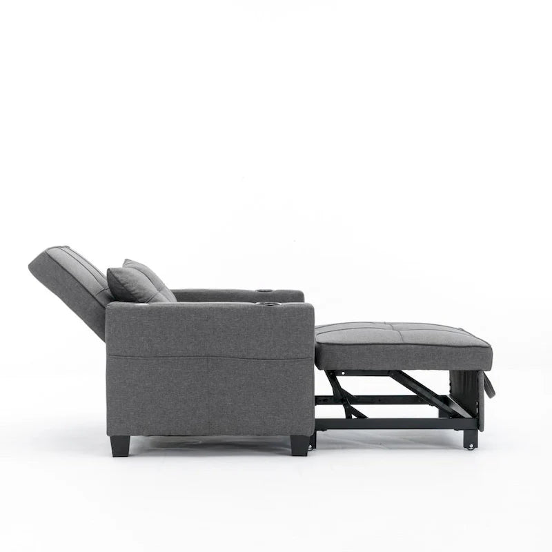 Fauteuil Lit Futon Convertible Fauteuil 3-en-1 Fauteuils Lits avec Ports USB