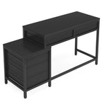 Bureau réversible avec 5 tiroirs, Bureau d'ordinateur de maison avec tiroir classeur et support d'imprimante