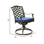 Chaise de salle à manger pivotante moderne Wynn de 63,5 cm avec coussin, lot de 2, bleue