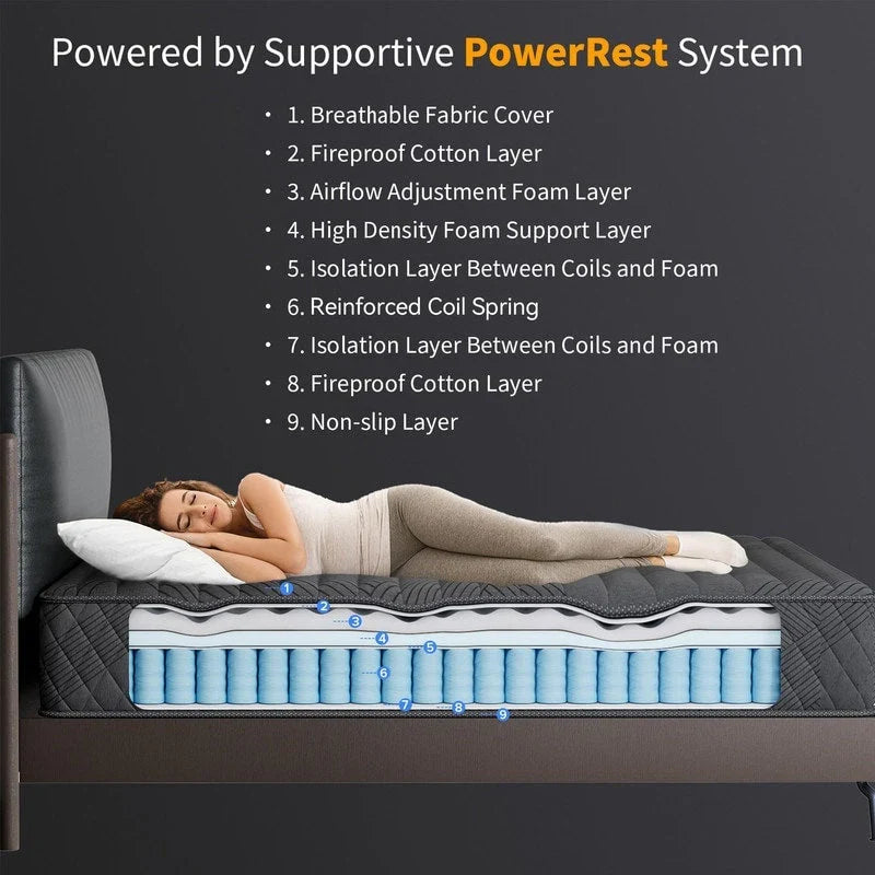 Matelas respirant rafraîchissant SweDrea Plush hybride en mousse à mémoire de forme 8/12 po avec certifications CertiPUR-US, SGS et OEKO-TEX