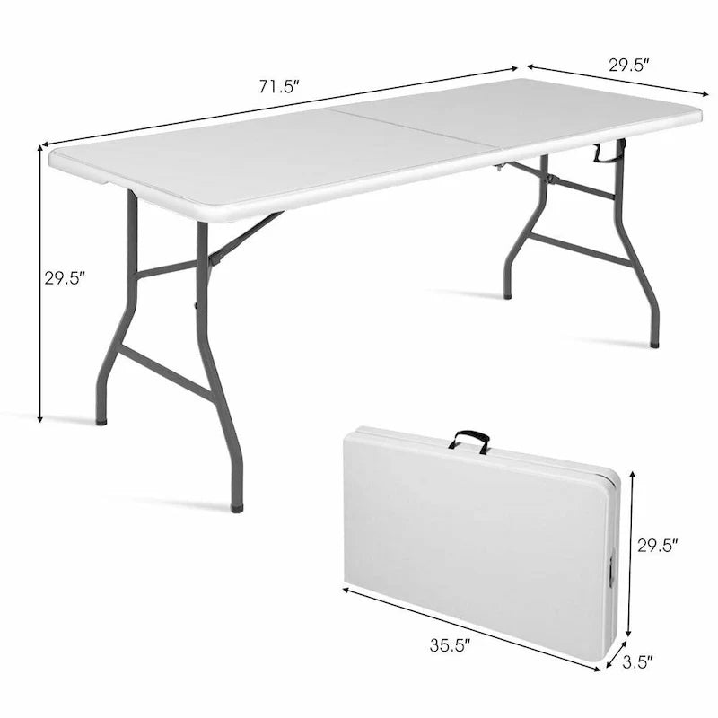 Costway Table pliante 6 pieds Portable Plastique Intérieur Extérieur Pique-nique Fête