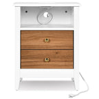 Tables de chevet (lot de 2) avec station de charge, table d'appoint avec 2 tiroirs, ports USB et prises, pour chambre à coucher