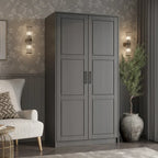 Palace Imports Armoire Urbaine 2 Portes 100% Bois Massif avec Portes Pleines et Miroirs