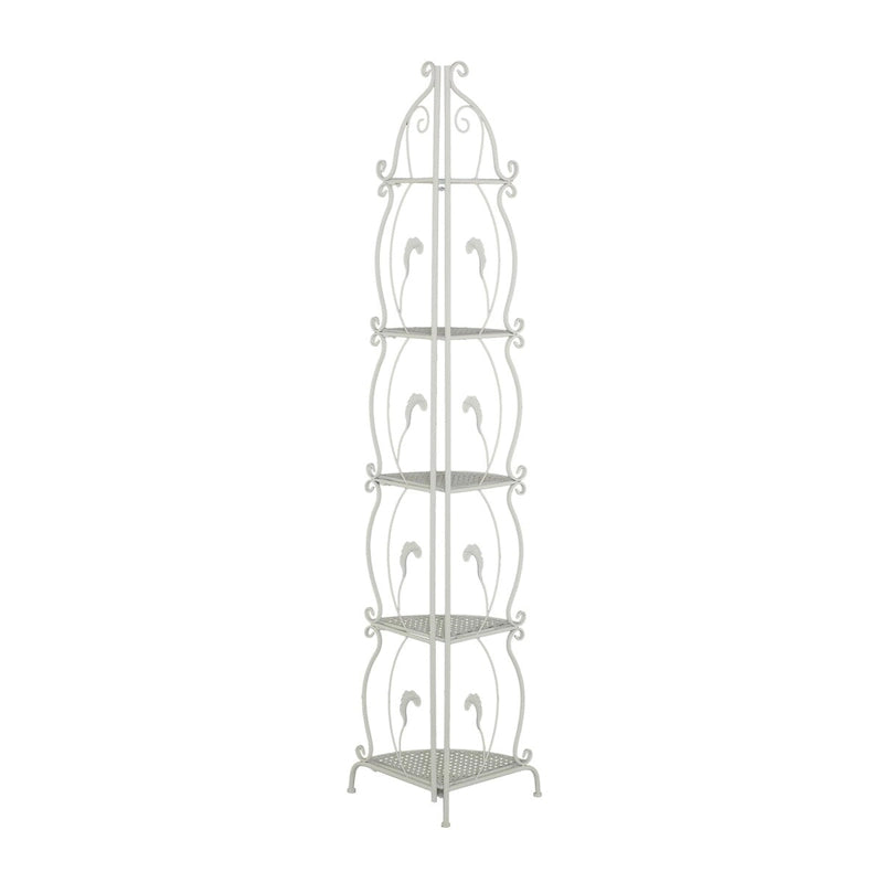 Étagère de Boulanger Pliable Haute à 5 Niveaux en Métal Décoratif pour Intérieur/Extérieur - Or ou Blanc - Roche River Decor