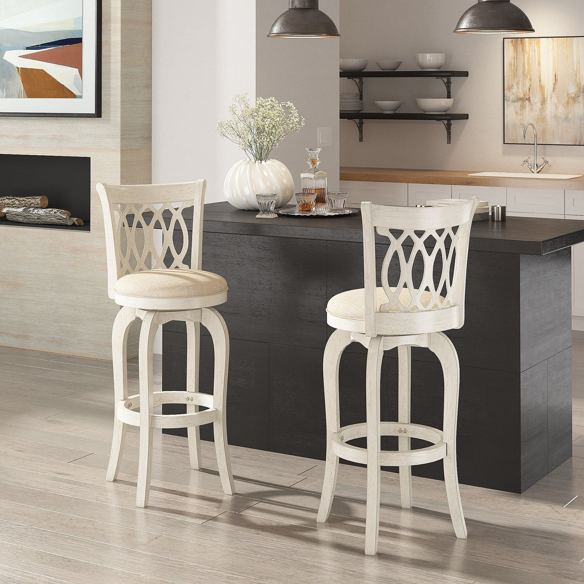 Tabouret de bar pivotant Rovinj Scroll Back