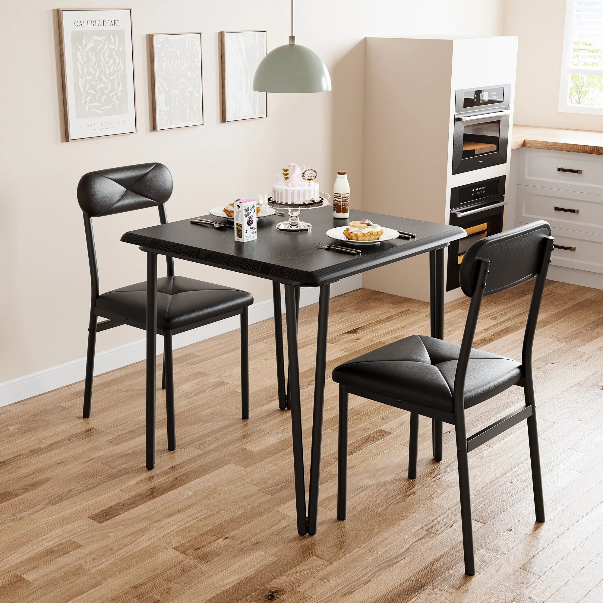 Ensemble table de cuisine et chaises pour salle à manger - 3 pièces