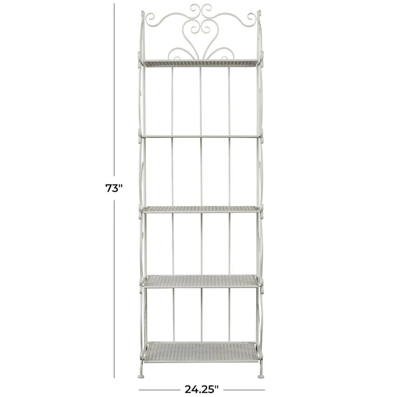 Étagère de Boulanger Pliable Haute à 5 Niveaux en Métal Décoratif pour Intérieur/Extérieur - Or ou Blanc - Roche River Decor