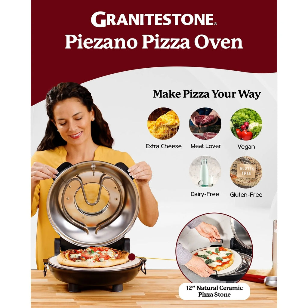 Four à pizza électrique intérieur/extérieur Granitestone Piezano avec pierre en céramique
