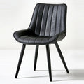 Chaise de salle à manger simple en cuir rembourré avec dossier solide et pieds en métal