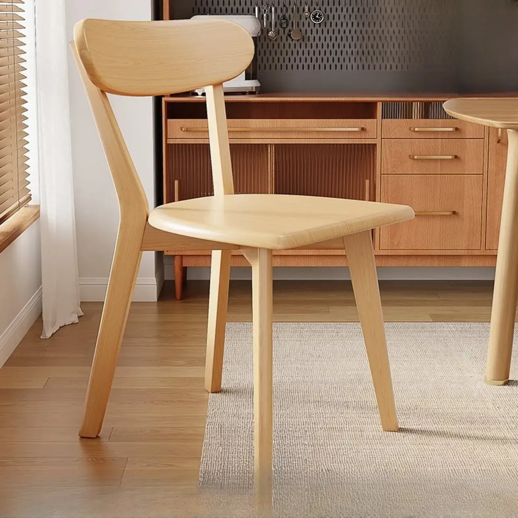 Chaise de salle à manger moderne sans accoudoirs, en bois, à dossier bas et ouvert