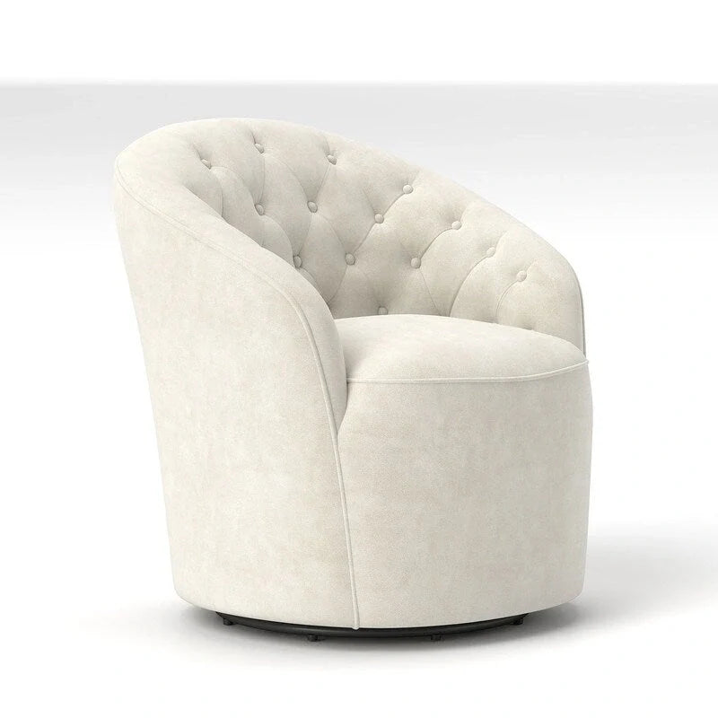 Fauteuil club pivotant à 360 degrés en velours avec dossier capitonné