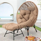 FINCATI Fauteuil Œuf d'intérieur, Fauteuil Œuf d'extérieur 200 kg, Fauteuil Œuf surdimensionné avec pouf, Fauteuil Œuf de luxe confortable avec repose-pieds