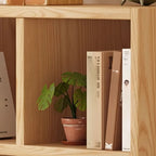 Bibliothèque moderne horizontale en bois à 8 cubes, finition naturelle