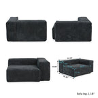 Grand canapé modulaire sectionnel en velours côtelé, en forme de U, 4 places avec 2 poufs et 5 oreillers