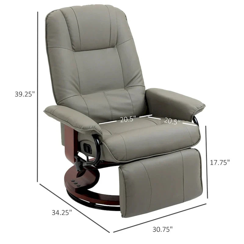 Fauteuil inclinable manuel pivotant en similicuir HomCom avec repose-pieds confortable et relaxant