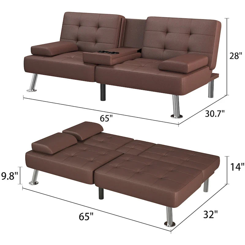 Canapé Futon Convertible Homall avec Porte-gobelets et Oreillers