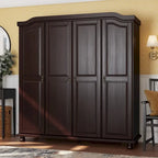 Palace Imports Kyle Armoire 4 portes 100 % en bois massif avec portes en bois massif ou portes miroir