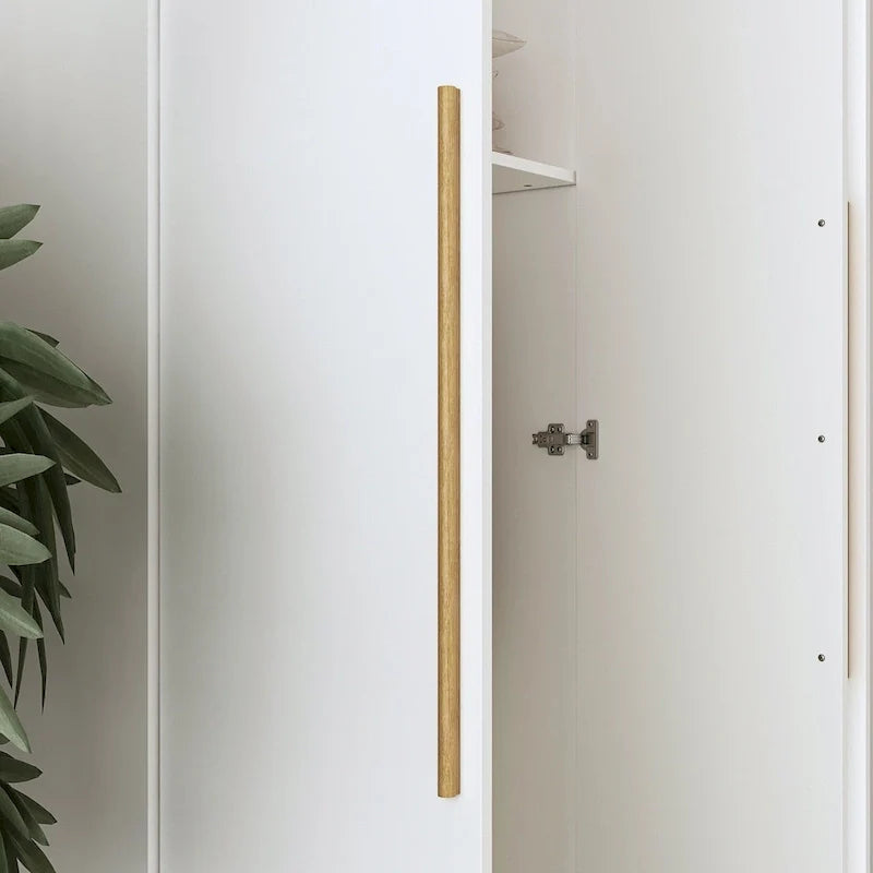 Armoire moderne autoportante en bois massif avec étagères de rangement