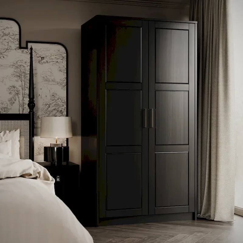 Palace Imports Armoire Urbaine 2 Portes 100% Bois Massif avec Portes Pleines et Miroirs