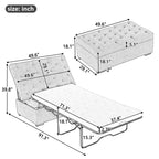 Pouf lit pliant, pouf de 126 cm avec lit pliant, pouf-lit convertible avec matelas à mémoire de forme et design capitonné