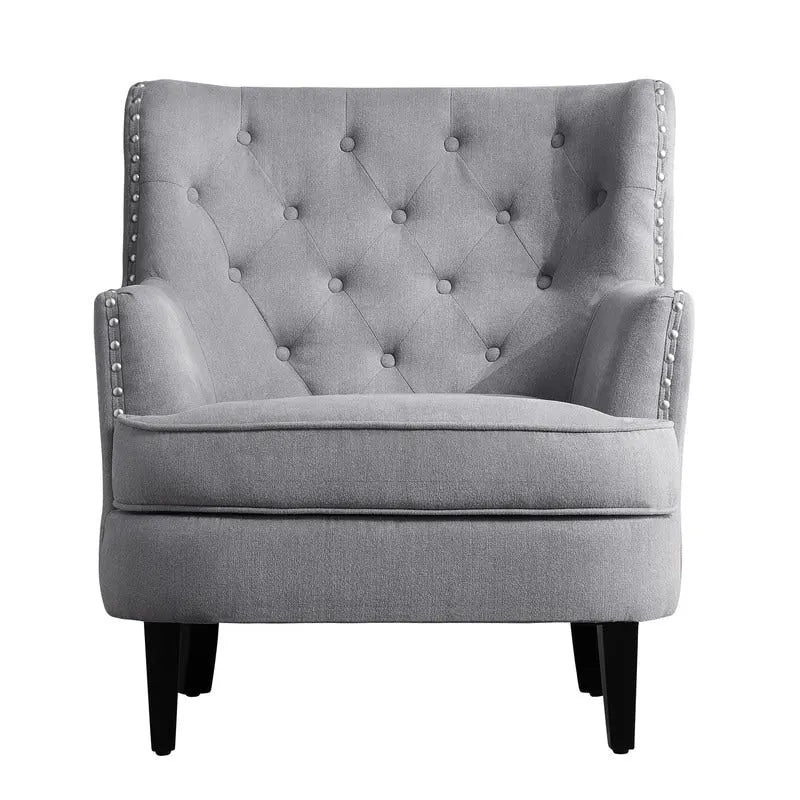 Moser Bay Mignon Fauteuil d'appoint à oreilles capitonné large de 76 cm en velours et lin