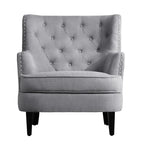 Moser Bay Mignon Fauteuil d'appoint à oreilles capitonné large de 76 cm en velours et lin
