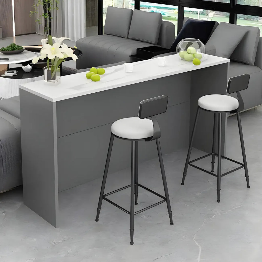 Table de bar longue rectangulaire blanche en bois pour salon